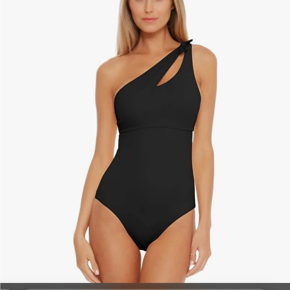 BECCA Black One-Shoulder Swim One Piece